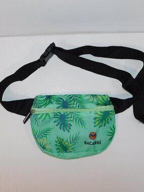 Bacardi Rum Fanny Pack Waist Bum Belt Bag Green Tropical Palm Leaves Unisex